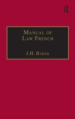 Manual of Law French by J.H. Baker