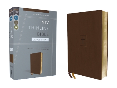 NIV, Thinline Bible, Large Print, Leathersoft, Brown, Red Letter, Comfort Print book