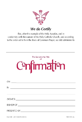 Confirmation Certificate #210R: Pack of 25 book