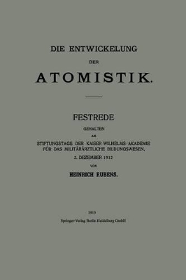 Die Entwickelung der Atomistik book