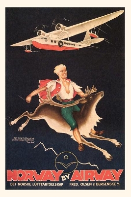 Vintage Journal Norway, Man on Caribou Travel Poster book