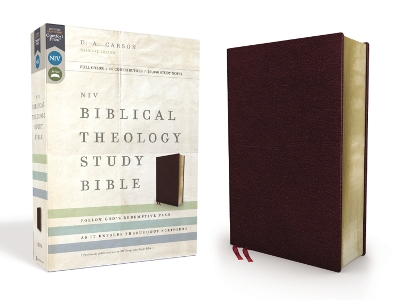 NIV, Biblical Theology Study Bible (Trace the Themes of Scripture), Bonded Leather, Burgundy, Comfort Print: Follow God’s Redemptive Plan as It Unfolds throughout Scripture book