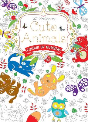 Cute Animals Postcard Book: Colour by Numbers book
