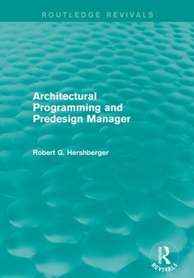 Architectural Programming and Predesign Manager book