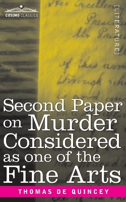 Second Paper On Murder Considered as one of the Fine Arts book