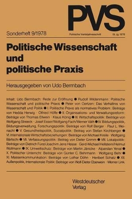 Politische Wissenschaft und politische Praxis: Tagung der Deutschen Vereinigung für Politische Wissenschaft in Bonn, Herbst 1977 book