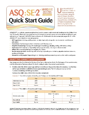 Ages & Stages Questionnaires (R): Social-Emotional (ASQ (R):SE-2): Quick Start Guide (English): A Parent-Completed Child Monitoring System for Social-Emotional Behaviors by Jane Squires