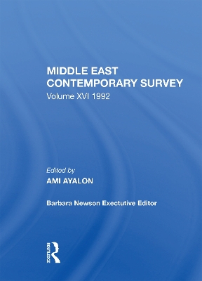 Middle East Contemporary Survey, Volume Xvi, 1992 by Ami Ayalon