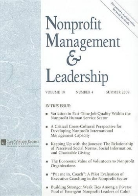 Nonprofit Management & Leadership, Volume 19, Number 4 book