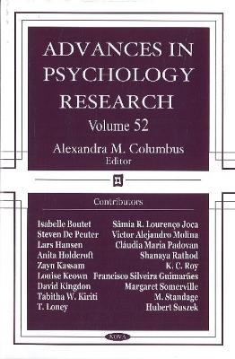 Advances in Psychology Research by Alexandra M. Columbus