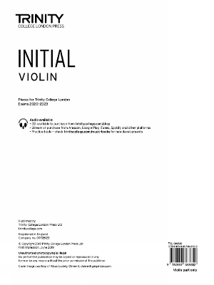 Trinity College London Violin Exam Pieces From 2020: Initial (part only) book
