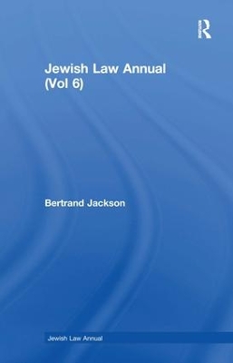 Jewish Law Annual by Bertrand Jackson