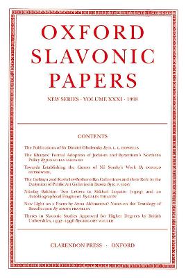 Oxford Slavonic Papers: Volume XXXI (1998) book