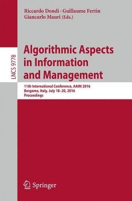 Algorithmic Aspects in Information and Management book