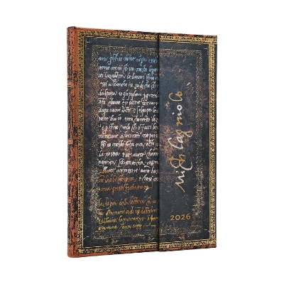 2026 Michelangelo, Handwriting (Embellished Manuscripts Collection) Midi 12-month Vertical Hardcover Flexi Dayplanner 2026 (Wrap Closure) book