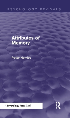 Attributes of Memory (Psychology Revivals) book