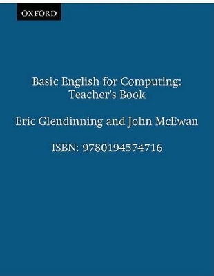 Basic English for Computing: Teacher's Book book