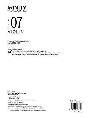 Trinity College London Violin Exam Pieces From 2020: Grade 7 (part only) book