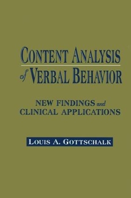 Content Analysis of Verbal Behavior by Louis A. Gottschalk