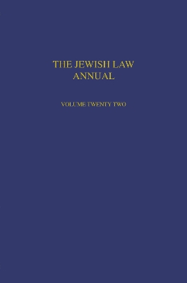 Jewish Law Annual Volume 22 book