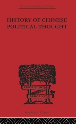 History of Chinese Political Thought: During the Early Tsin Period book