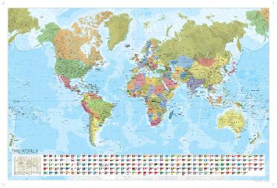 World Political Marco Polo Wall Map with Flags book