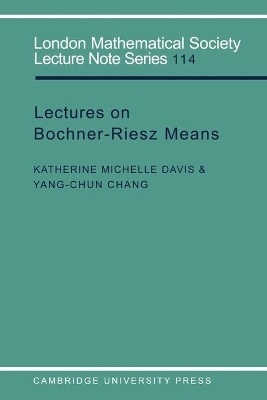 Lectures on Bochner-Riesz Means book