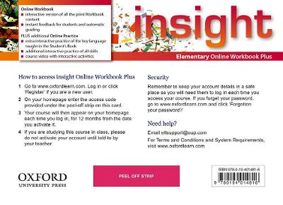 insight: Elementary: Online Workbook Plus - Card with Access Code book