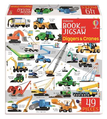 Usborne Book and Jigsaw Diggers and Cranes book