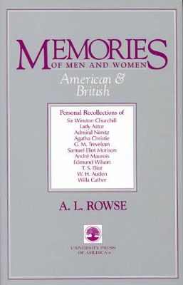 Memories of Men and Women American & British book