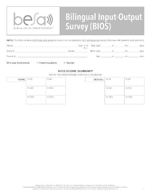 Bilingual English-Spanish Assessment™ (BESA™): Bilingual Input-Output Surveys (BIOS) book