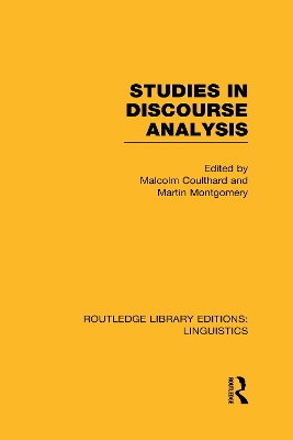 Studies in Discourse Analysis by Malcolm Coulthard