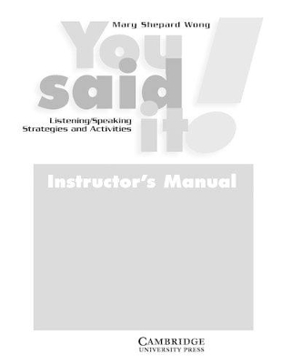 You Said It! Instructor's Manual book