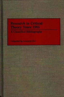 Research in Critical Theory Since 1965 book