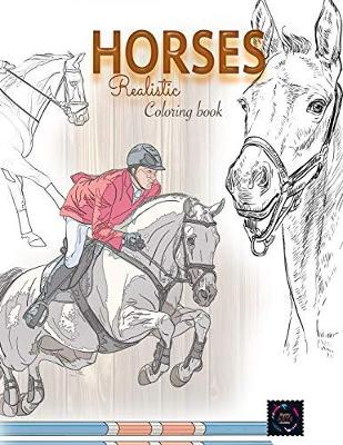 Realistic horses coloring book: adult coloring books animals book