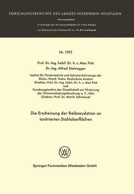 Die Erscheinung der Reiboxydation an ionitrierten Stahloberflächen book