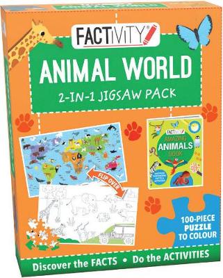 Factivity Animal World 2-in-1 Jigsaw Pack: 100-Piece Puzzle to Colour by Parragon Books