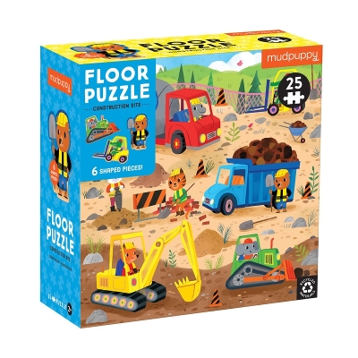 Construction Site 25 Piece Floor Puzzle with Shaped Pieces book