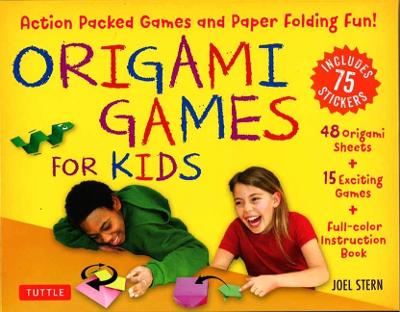 Origami Games for Kids Kit: Action Packed Games and Paper Folding Fun! [Origami Kit with Book, 48 Papers, 75 Stickers, 15 Exciting Games, Easy-to-Assemble Game Pieces] by Joel Stern