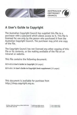 A User's Guide to Copyright: A Practical Guide. by Georgia Blain