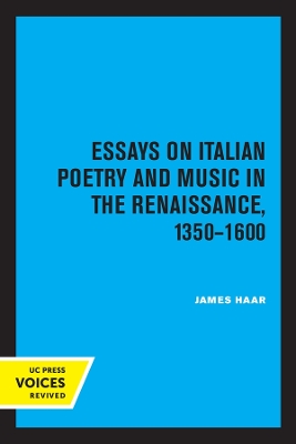 Essays on Italian Poetry and Music in the Renaissance, 1350-1600 book