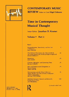 Time in Contemporary Musical Thought by Jonathan D. Kramer