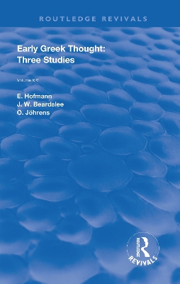 Early Greek Thought: Three Studies book