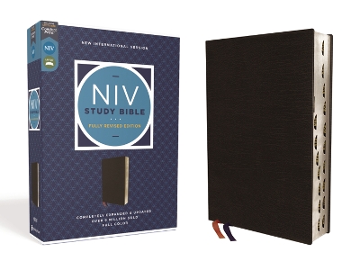 NIV Study Bible, Fully Revised Edition (Study Deeply. Believe Wholeheartedly.), Bonded Leather, Black, Red Letter, Thumb Indexed, Comfort Print book