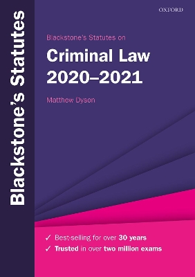 Blackstone's Statutes on Criminal Law 2020-2021 book